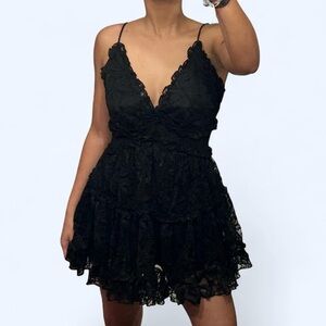 Goth Black Ruffle Lace Dress by Fashion Nova!